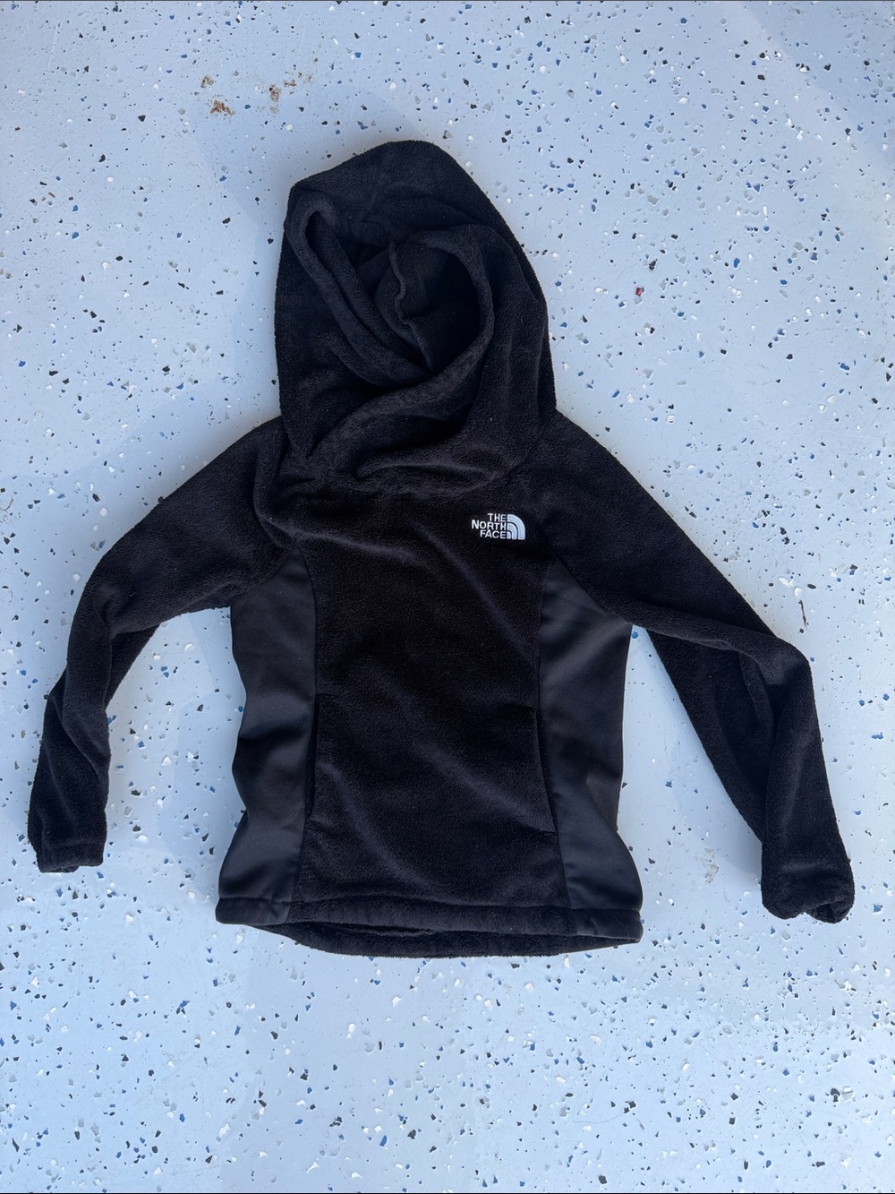 The North Face Kids Black Hooded Fleece Pullover with Side Panels